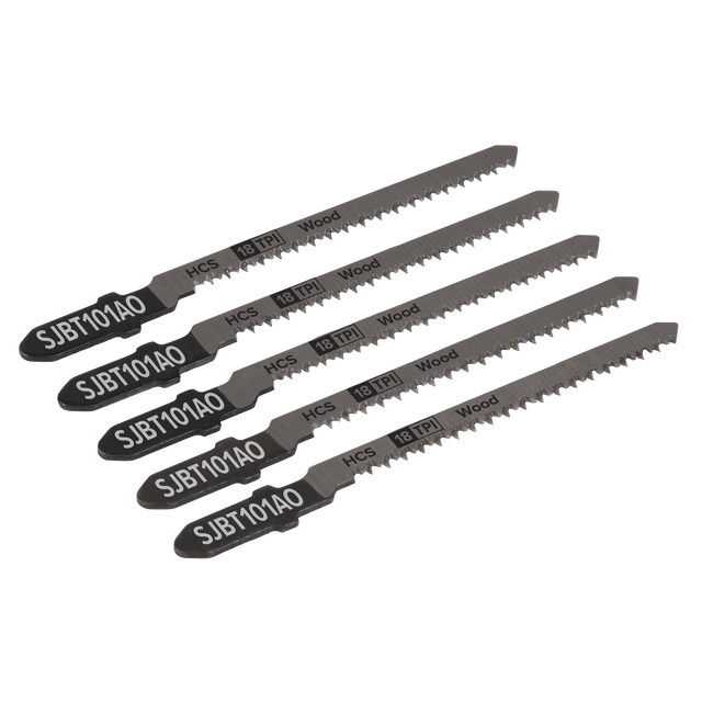 Sealey SJBT101AO Jigsaw Blade for Hard Wood 83mm 18tpi - Pack of 5