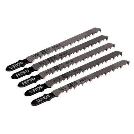 Sealey SJBT101D Jigsaw Blade for Hard Wood 100mm 6tpi - Pack of 5