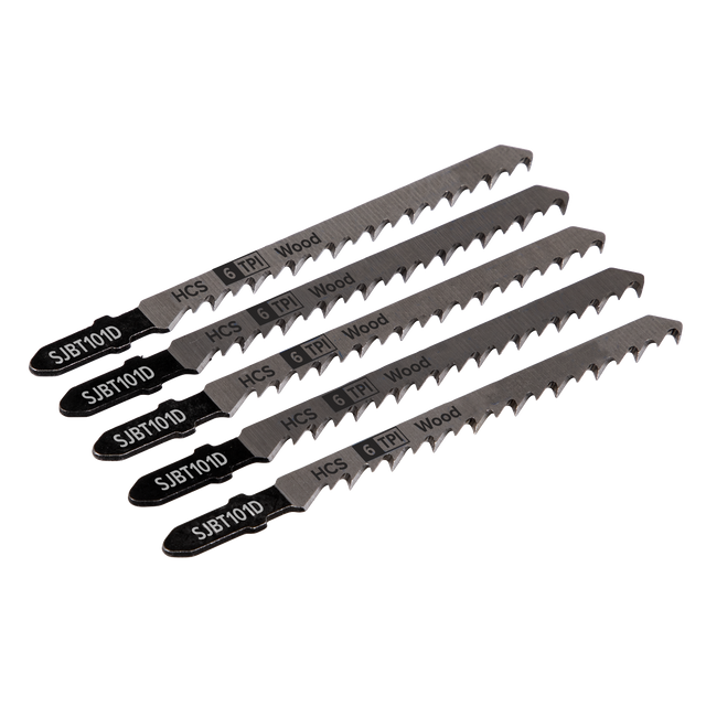 Sealey SJBT101D Jigsaw Blade for Hard Wood 100mm 6tpi - Pack of 5