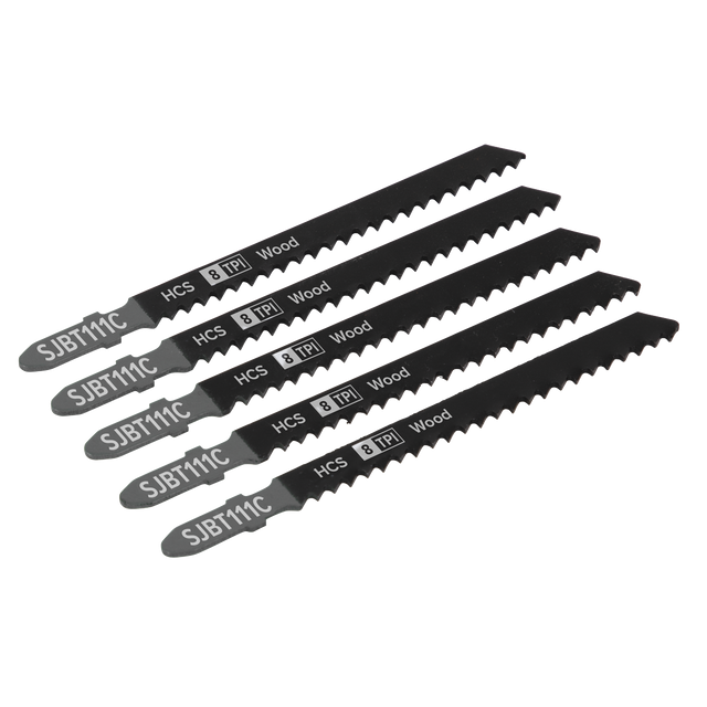 Sealey SJBT111C Jigsaw Blade for General Wood 100mm 8tpi - Pack of 5