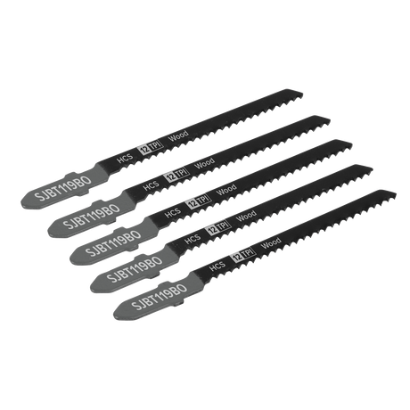 Sealey SJBT119BO Jigsaw Blade for General Wood 75mm 12tpi - Pack of 5