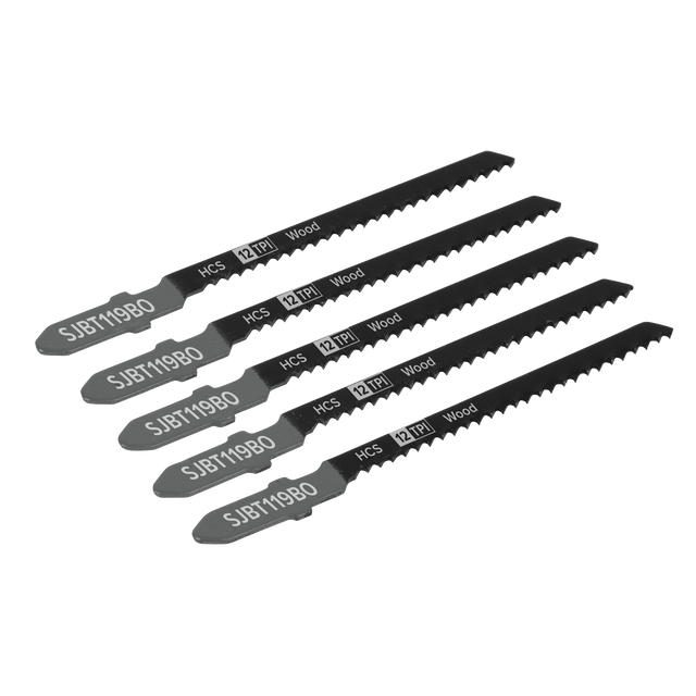 Sealey SJBT119BO Jigsaw Blade for General Wood 75mm 12tpi - Pack of 5