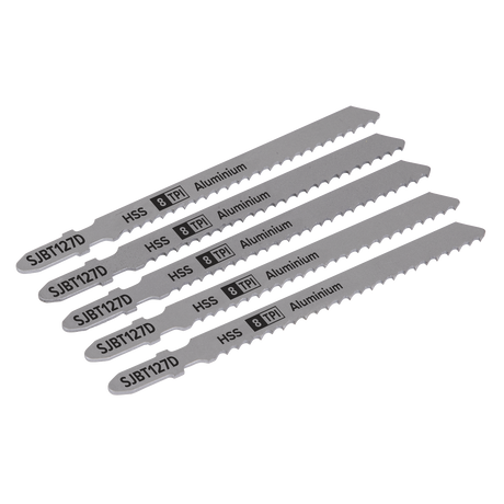 Sealey SJBT127D Jigsaw Blade for Aluminium 100mm 8tpi - Pack of 5