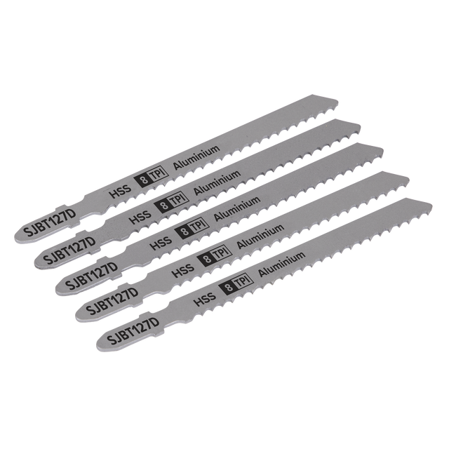 Sealey SJBT127D Jigsaw Blade for Aluminium 100mm 8tpi - Pack of 5