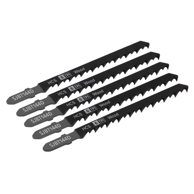 Sealey SJBT144D Jigsaw Blade for General Wood 100mm 6tpi - Pack of 5