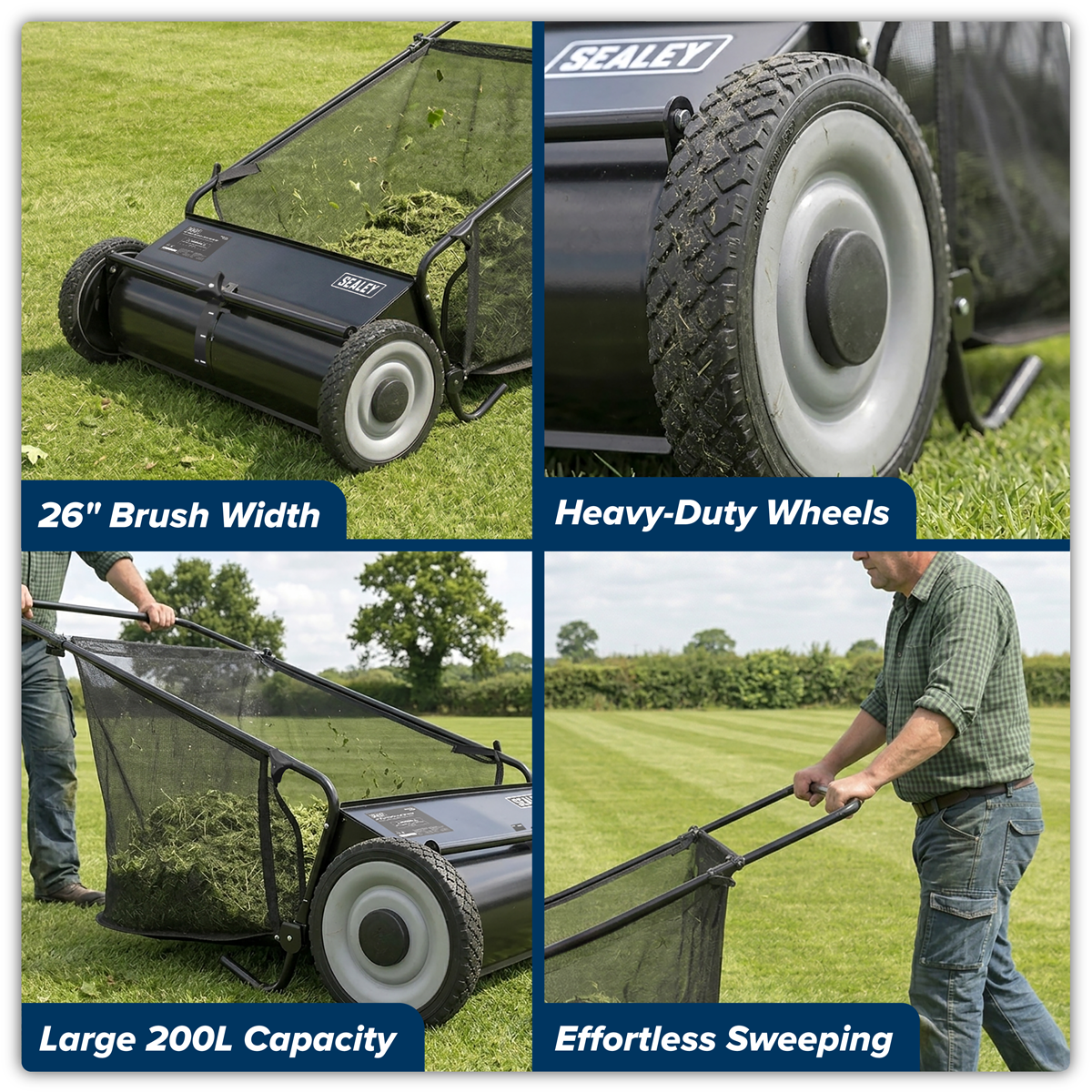 Sealey SLS26 26" Walk Behind Garden Sweeper 200L Capacity - additional view 4
