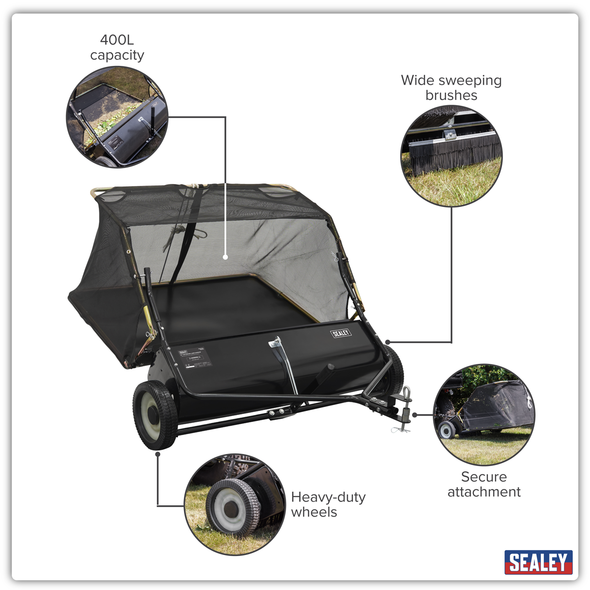Sealey SLS42T 42" Tow-Behind Lawn Sweeper - additional view 4