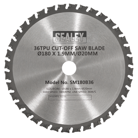 Sealey SM180B36 Cut-Off Saw Blade 180 x 1.9mm/20mm 36tpu - additional view 2