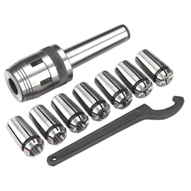 Sealey SM2502MCS Mill Chuck Set MT3-M12 4-16mm