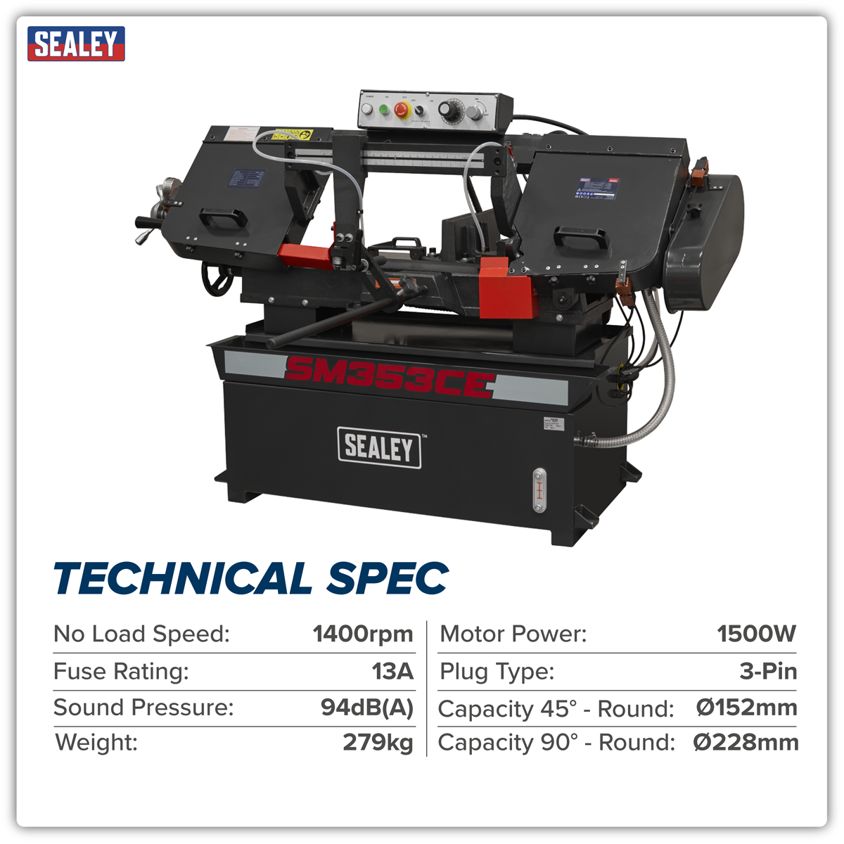 Sealey SM353CE Bandsaw 400mm Horizontal Hydraulic Arm - additional view 7