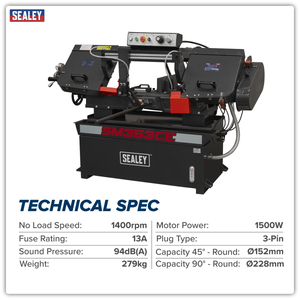 Sealey SM353CE Bandsaw 400mm Horizontal Hydraulic Arm - additional view 7