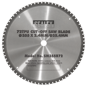 Sealey SM355B72 72tpu Cut-Off Saw Blade Ø355 x 2.4mm/Ø25.4mm - additional view 2