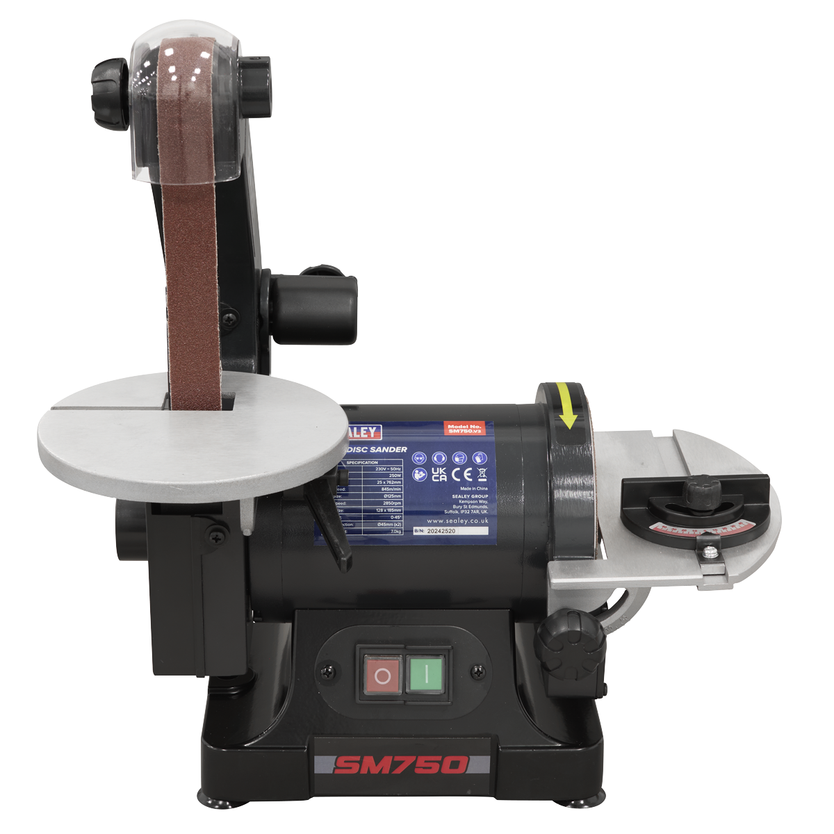 Sealey SM750 762 x 25mm Belt/125mm Disc Sander 250W/230V - additional view 5