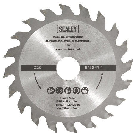 Sealey SM85B20 20tpu Circular Saw Blade Ø85 x 15 x 1.3mm - additional view 2