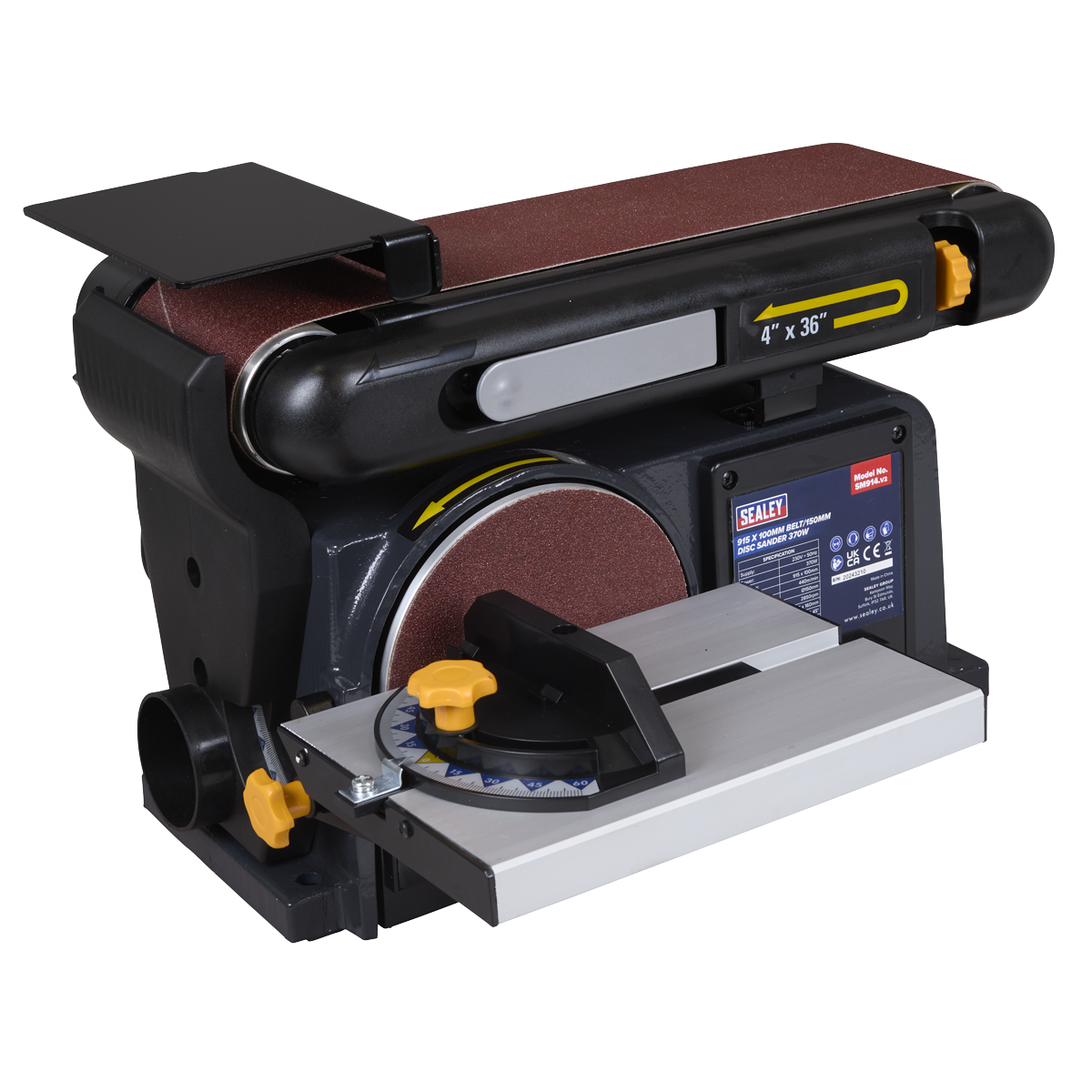 Sealey SM914 915 x 100mm Belt/150mm Disc Sander 370W/230V - additional view 4