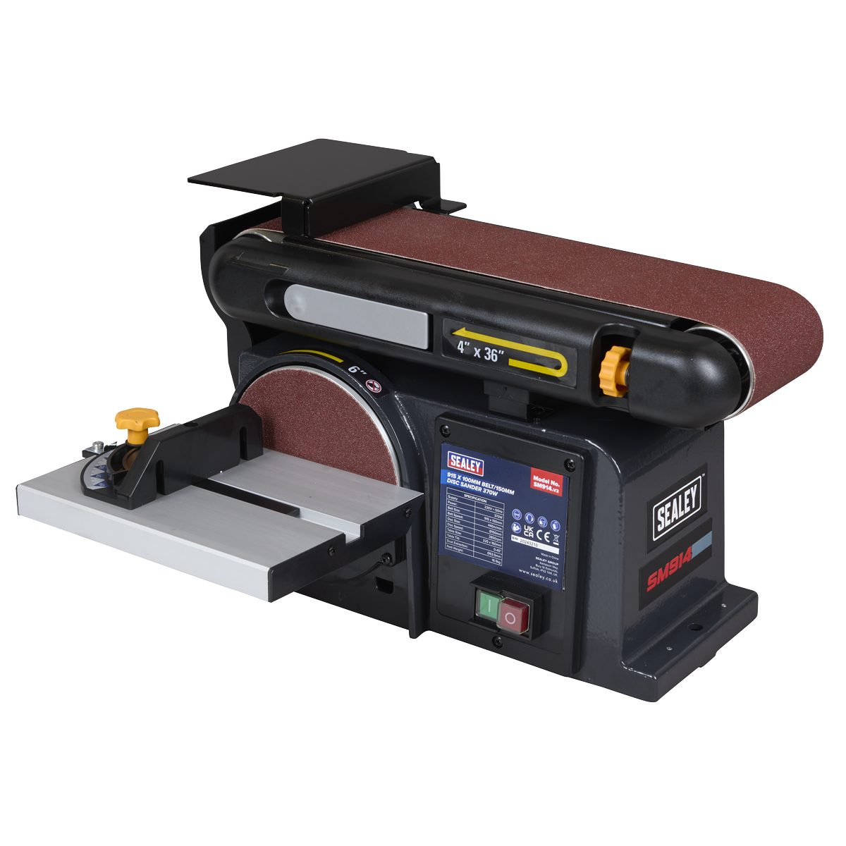 Sealey SM914 915 x 100mm Belt/150mm Disc Sander 370W/230V - additional view 2