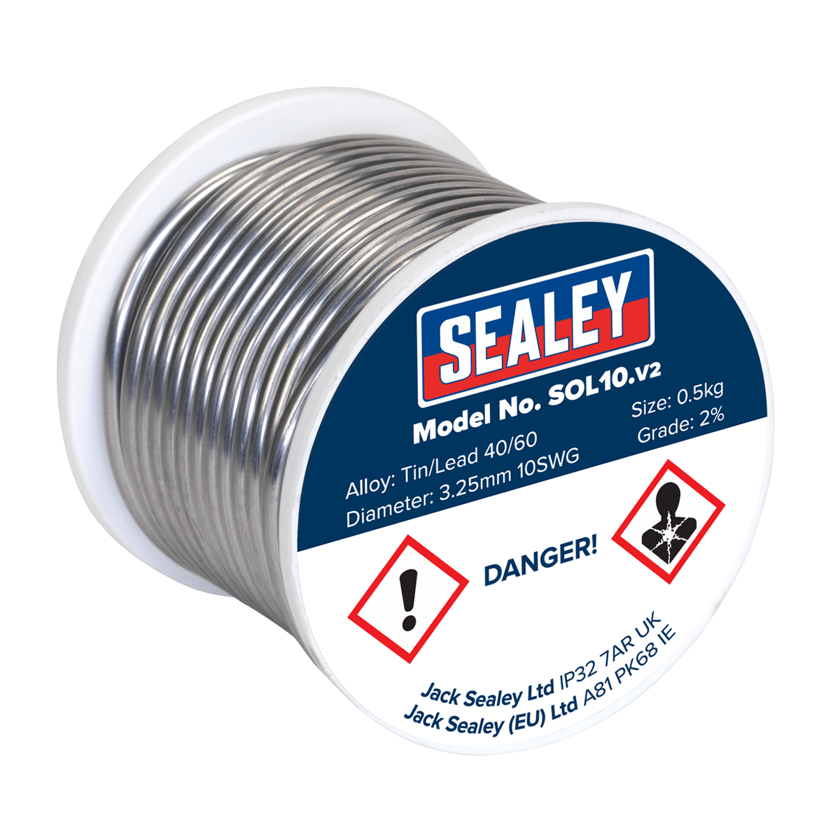 Sealey SOL10 Quick Flow Solder Wire 3.25mm/10SWG 0.5kg Reel