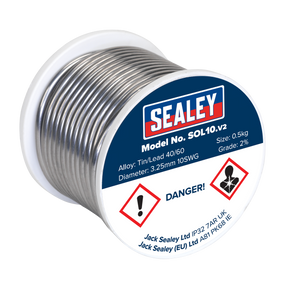 Sealey SOL10 Quick Flow Solder Wire 3.25mm/10SWG 0.5kg Reel
