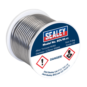 Sealey SOL10 Quick Flow Solder Wire 3.25mm/10SWG 0.5kg Reel