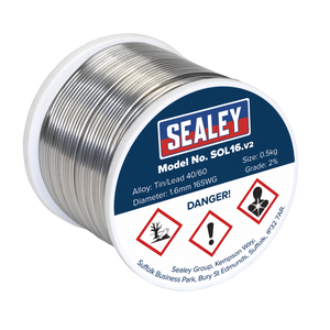 Sealey SOL16 Quick Flow Solder Wire 1.6mm/16SWG 0.5kg Reel