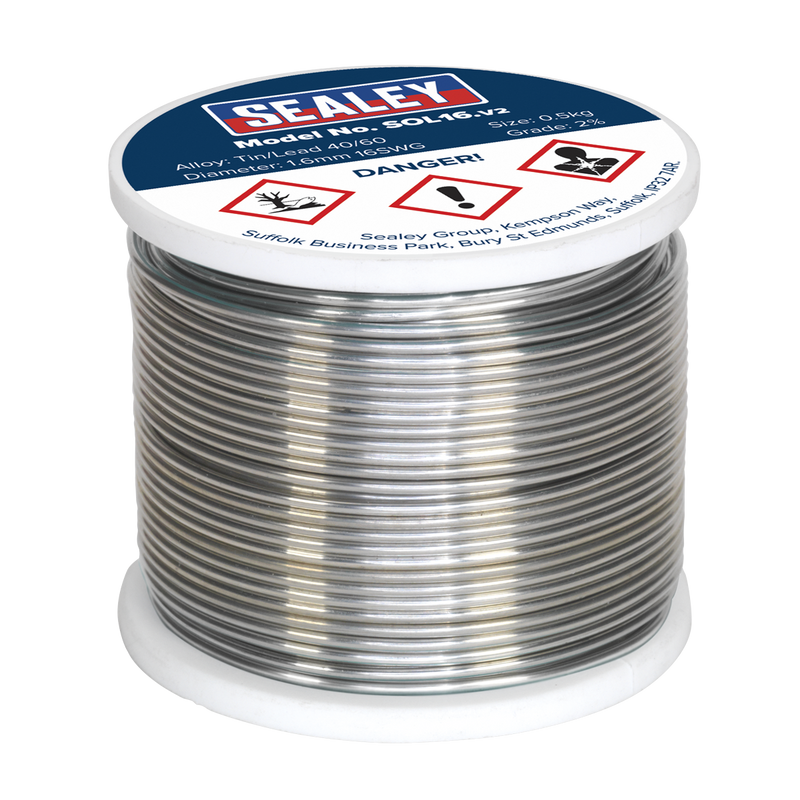 Sealey SOL16 Quick Flow Solder Wire 1.6mm/16SWG 0.5kg Reel - additional view 2