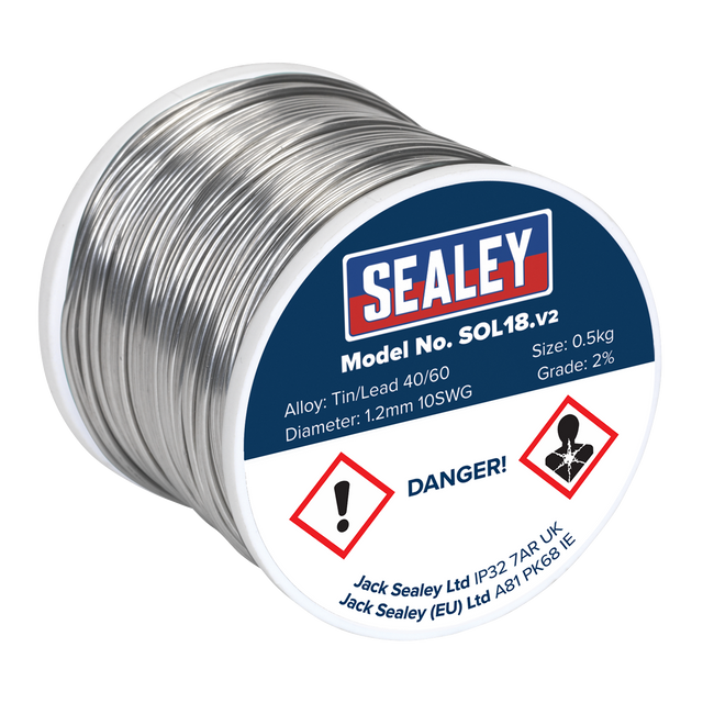Sealey SOL18 Quick Flow Solder Wire 1.2mm/18SWG 0.5kg Reel