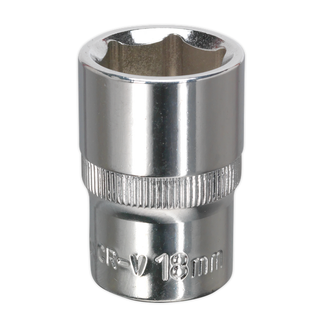 Sealey SP1218 Premier Fully Polished Socket 1/2"Sq Drive 18mm