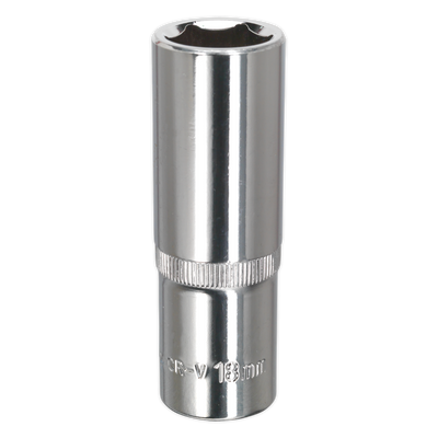 Sealey SP1218D Premier Fully Polished Deep Socket 1/2"Sq Drive 18mm