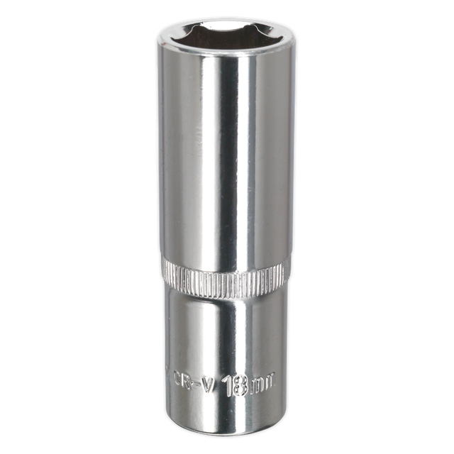 Sealey SP1218D Premier Fully Polished Deep Socket 1/2"Sq Drive 18mm