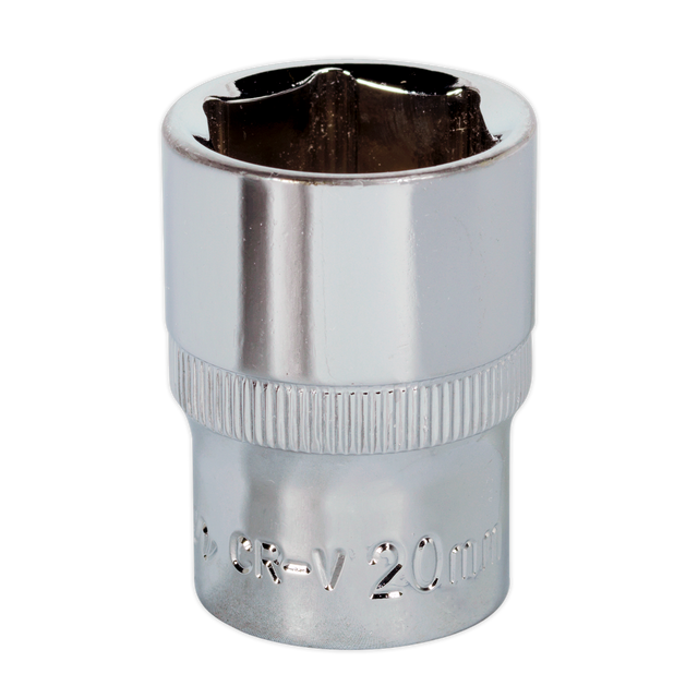 Sealey SP1220 Premier Fully Polished Socket 1/2"Sq Drive 20mm