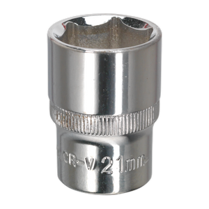Sealey SP1221 Premier Fully Polished Socket 1/2"Sq Drive 21mm