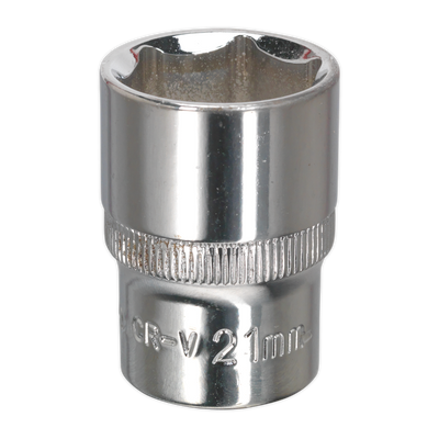 Sealey SP1221 Premier Fully Polished Socket 1/2"Sq Drive 21mm