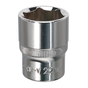 Sealey SP1222 Premier Fully Polished Socket 1/2"Sq Drive 22mm