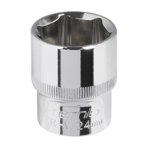 Sealey SP1224 Premier Fully Polished Socket 1/2"Sq Drive 24mm