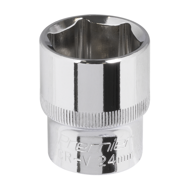 Sealey SP1224 Premier Fully Polished Socket 1/2"Sq Drive 24mm