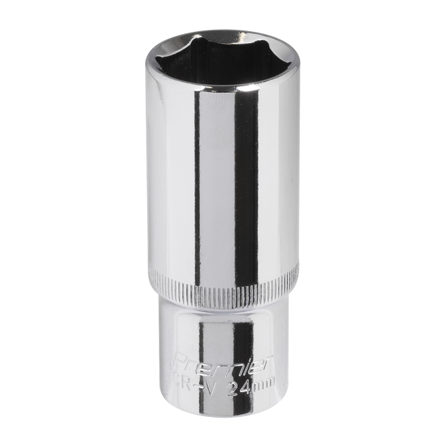 Sealey SP1224D Premier Fully Polished Deep Socket 1/2"Sq Drive 24mm