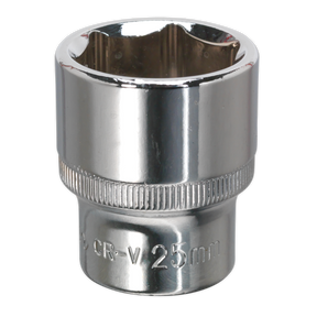 Sealey SP1225 Premier Fully Polished Socket 1/2"Sq Drive 25mm