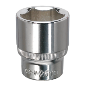 Sealey SP1226 Premier Fully Polished Socket 1/2"Sq Drive 26mm