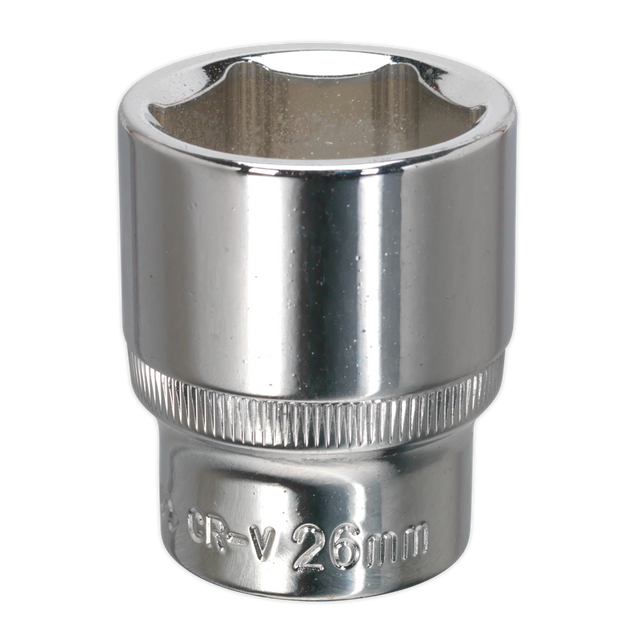 Sealey SP1226 Premier Fully Polished Socket 1/2"Sq Drive 26mm