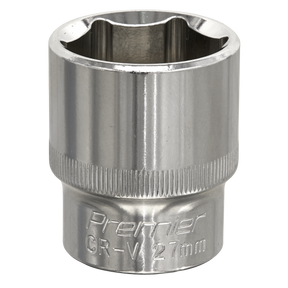 Sealey SP1227 Premier Fully Polished Socket 1/2"Sq Drive 27mm