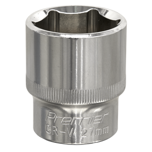 Sealey SP1227 Premier Fully Polished Socket 1/2"Sq Drive 27mm