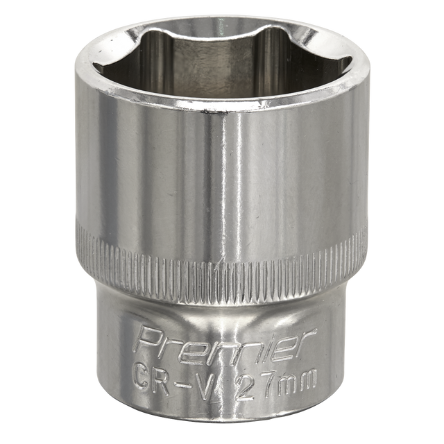 Sealey SP1227 Premier Fully Polished Socket 1/2"Sq Drive 27mm