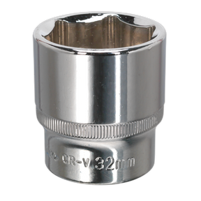 Sealey SP1232 Premier Fully Polished Socket 1/2"Sq Drive 32mm
