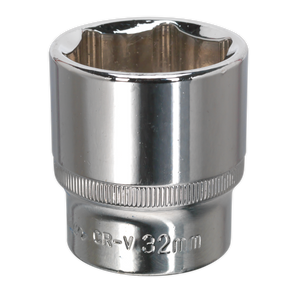 Sealey SP1232 Premier Fully Polished Socket 1/2"Sq Drive 32mm