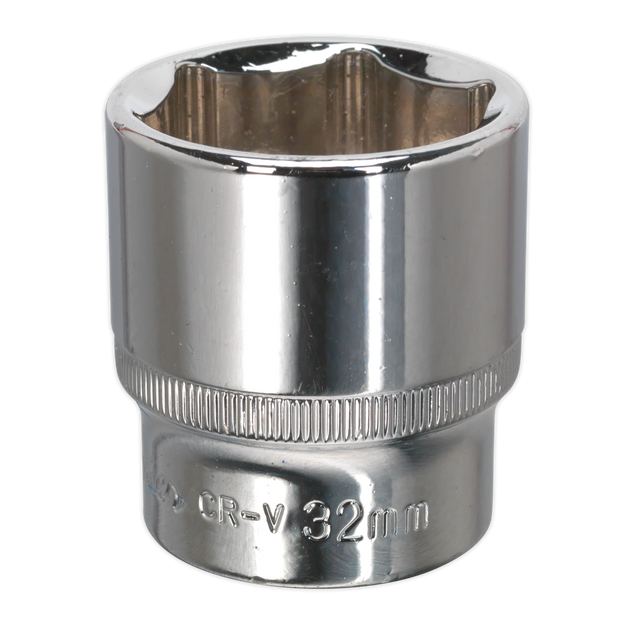 Sealey SP1232 Premier Fully Polished Socket 1/2"Sq Drive 32mm