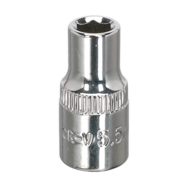 Sealey SP14055 Premier Fully Polished Socket 1/4"Sq Drive 5.5mm