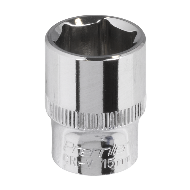 Sealey SP3815 Premier Fully Polished Socket 3/8"Sq Drive 15mm