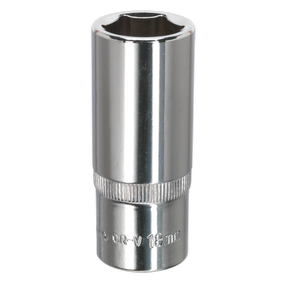 Sealey SP3818D Premier Fully Polished Deep Socket 3/8"Sq Drive 18mm