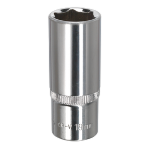 Sealey SP3819D Premier Fully Polished Socket 3/8"Sq Drive 19mm