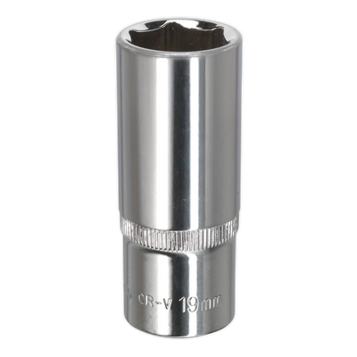 Sealey SP3819D Premier Fully Polished Socket 3/8"Sq Drive 19mm